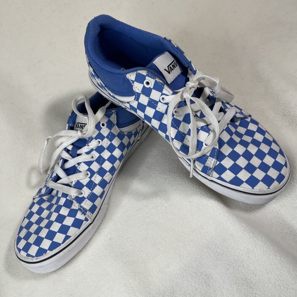 Vans Blue and White Checkered Sneakers